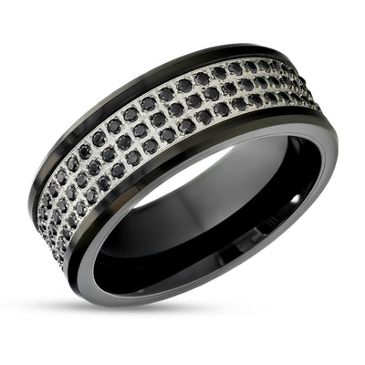 Black Tungsten Wedding - Black Diamond Ring - 8mm Wedding Ring - Tungsten Carbide Ring