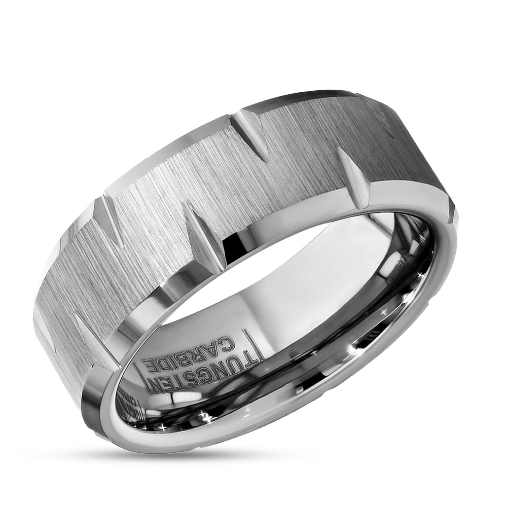 Silver 8mm Wedding Ring - Tungsten Wedding Band - Tungsten Carbide Ring - Wedding Ring