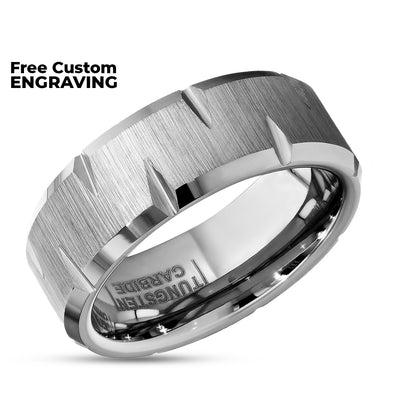 Silver 8mm Wedding Ring - Tungsten Wedding Band - Tungsten Carbide Ring - Wedding Ring