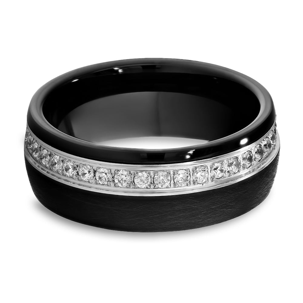 Black Tungsten Wedding Ring - 8mm Tungsten Ring - Engagement Ring - Tungsten Carbide