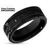 8mm Black Tungsten Wedding Band - 8mm - Black Tungsten Ring - Men's Ring - Black CZ Ring