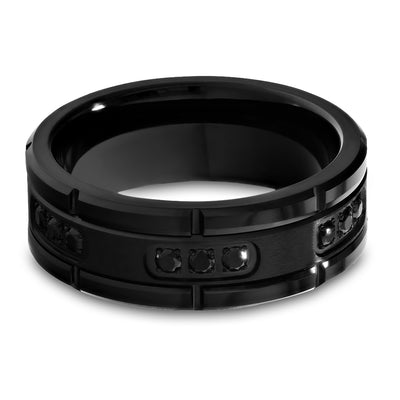 8mm Black Tungsten Wedding Band - 8mm - Black Tungsten Ring - Men's Ring - Black CZ Ring
