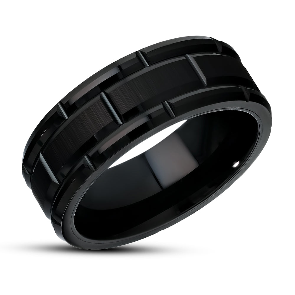 Man's Wedding Ring - Black Tungsten Ring - Engagement Ring - Anniversary Ring - Black Ring