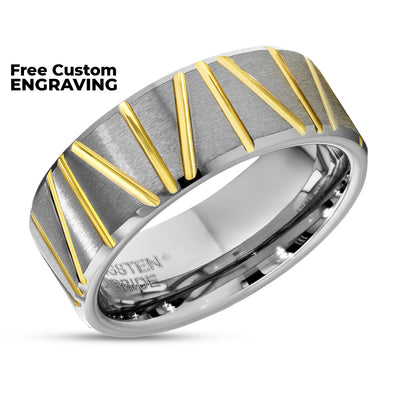 Man's Tungsten Wedding Ring - Silver Tungsten Ring - Engagement Ring - 8mm Wedding Ring