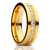 Yellow Gold Titanium Wedding Ring - CZ Wedding Ring - Engagement Ring - Yellow Gold Titanium Ring - Engagement