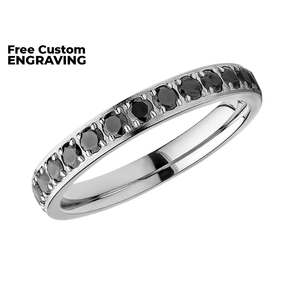 3mm Titanium Wedding Ring - CZ Wedding Ring - Ladies Wedding Ring - Engagement Ring