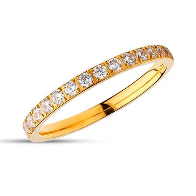 2mm Titanium Wedding Ring - CZ Wedding Ring - Yellow Gold - Engagement Ring - Anniversary