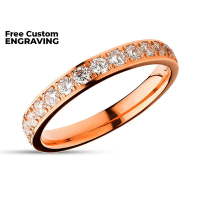 3mm Titanium Wedding Ring - CZ Wedding Ring - Rose Gold - Engagement Ring - Anniversary (Copy)