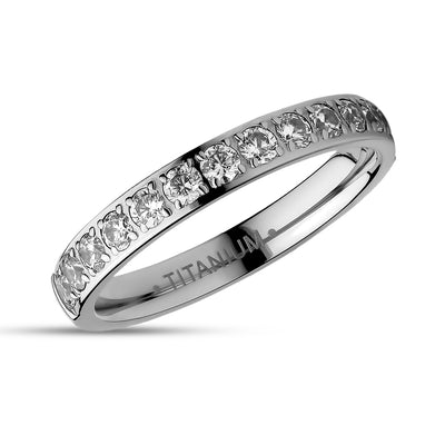 3mm Titanium Wedding Ring - CZ Wedding Ring - Ladies Wedding Ring - Engagement Ring