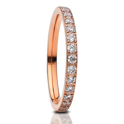 2mm Eternity Wedding Ring - Rose Gold Titanium Ring - Eternity Ring - Engagement Ring - Black CZ Ring