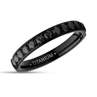 3mm Titanium Wedding Ring - CZ Wedding Ring - Black Titanium Ring - Engagement Ring