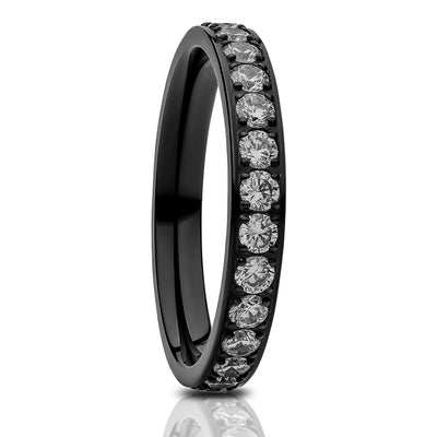 3mm Titanium Wedding Ring - CZ Wedding Ring - Black Titanium Ring - Engagement Ring