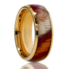 Rose Wood Wedding Ring - Tungsten Wedding Band - 8mm Wedding Ring - Yellow Gold