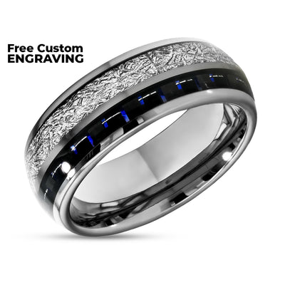 Carbon Fiber Wedding Band - 8mm Wedding Ring - Carbon Fiber Ring - Meteorite rING