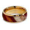 Rose Wood Wedding Ring - Tungsten Wedding Band - 8mm Wedding Ring - Yellow Gold