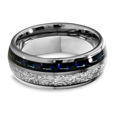 Carbon Fiber Wedding Band - 8mm Wedding Ring - Carbon Fiber Ring - Meteorite rING