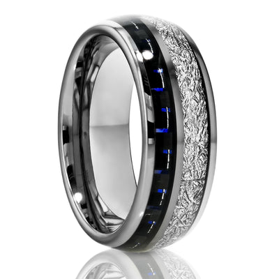 Carbon Fiber Wedding Band - 8mm Wedding Ring - Carbon Fiber Ring - Meteorite rING