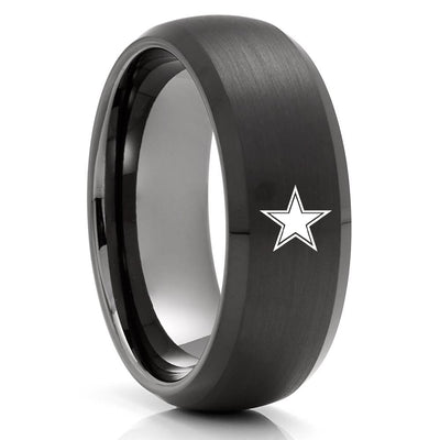 Black Tungsten Wedding Ring - Dallas Cowboys Tungsten Ring - Engagement Ring - 8mm Ring