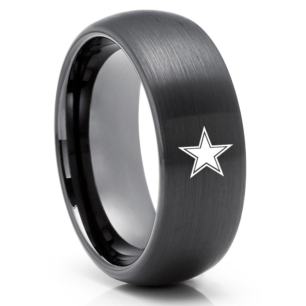 Dallas Cowboys Tungsten Ring - Black Tungsten Ring - Anniversary Ring - Football Ring