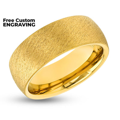 Yellow Gold Tungsten Ring - 8mm Yellow Tungsten Ring - Men's Wedding Band - Dome Wedding Ring