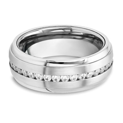 CZ Diamond Wedding Band - Tungsten Carbide - Silver Wedding Band - Anniversary Ring - Engagement Ring