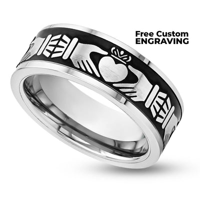 Claddagh Wedding Band - 8mm Wedding Band - Tungsten Carbide Ring - Men's Ring - Women's Ring