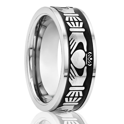 Claddagh Wedding Band - 8mm Wedding Band - Tungsten Carbide Ring - Men's Ring - Women's Ring