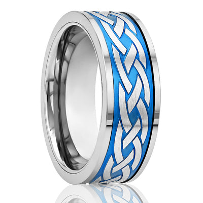Blue Braid Wedding Ring - Tungsten Carbide - 8mm Wedding Ring - Men's Wedding Band - Women's Ring