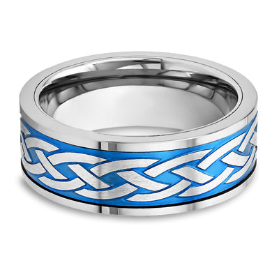 Blue Braid Wedding Ring - Tungsten Carbide - 8mm Wedding Ring - Men's Wedding Band - Women's Ring