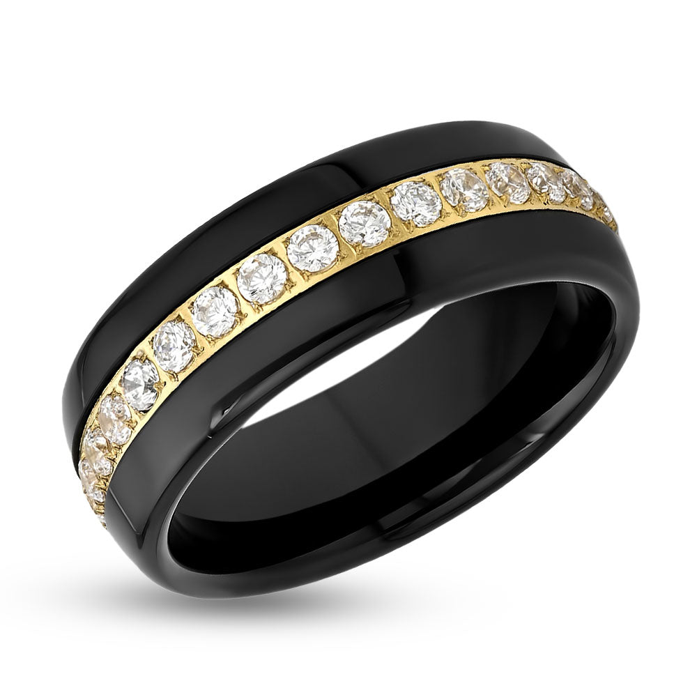 Black Men's Wedding Band - Black Tungsten Ring - Tungsten Carbide - 8mm Wedding Band - Women's Ring