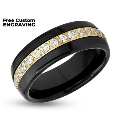 Black Men's Wedding Band - Black Tungsten Ring - Tungsten Carbide - 8mm Wedding Band - Women's Ring