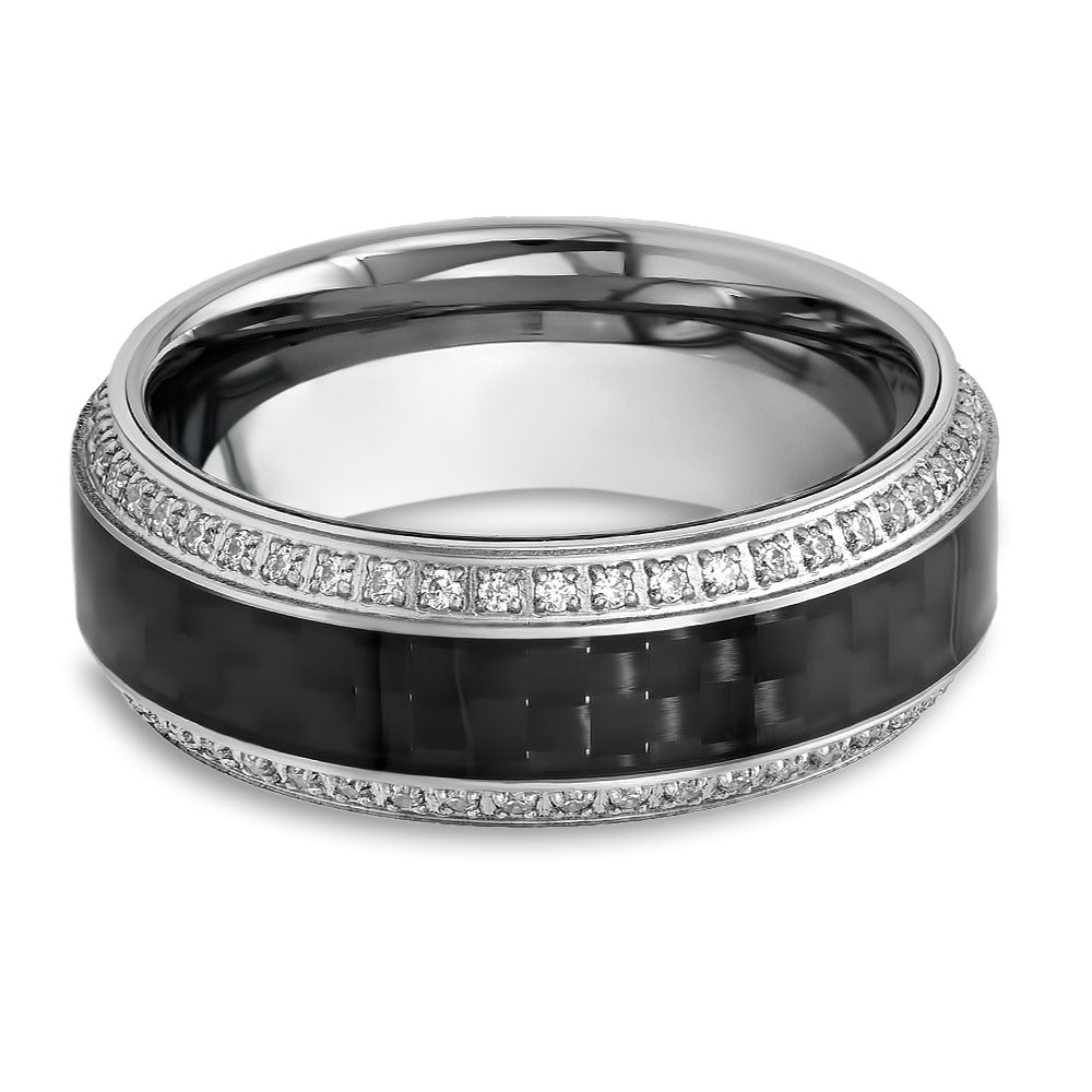 Black Diamond Wedding Ring - Men's wedding Band - CZ Diamonds - Tungsten Carbide Ring (Copy)