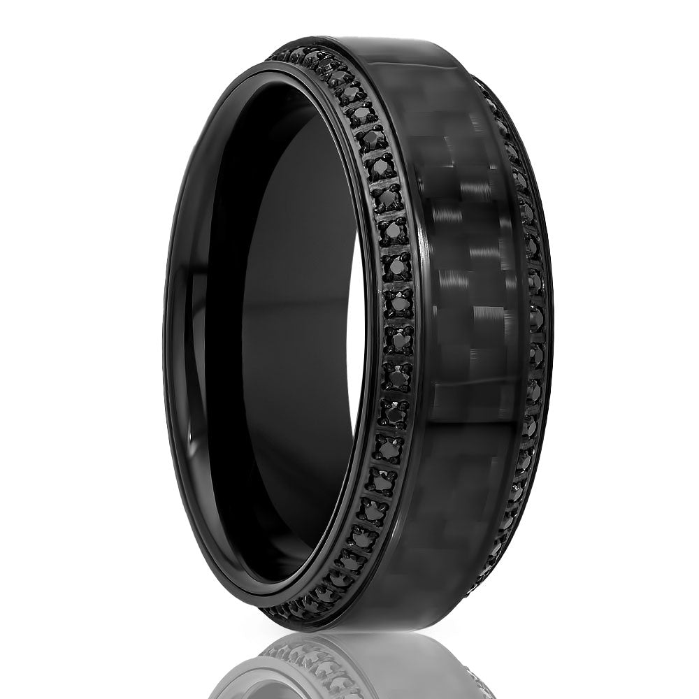 Black Diamond Wedding Ring - Men's wedding Band - CZ Diamonds - Tungsten Carbide Ring (Copy) (Copy)