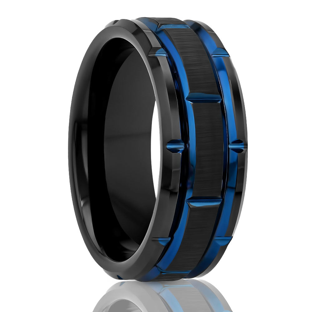 Men's Wedding Band - Women's Wedding Ring - Blue Tungsten Ring - Tungsten Carbide Ring - 8mm