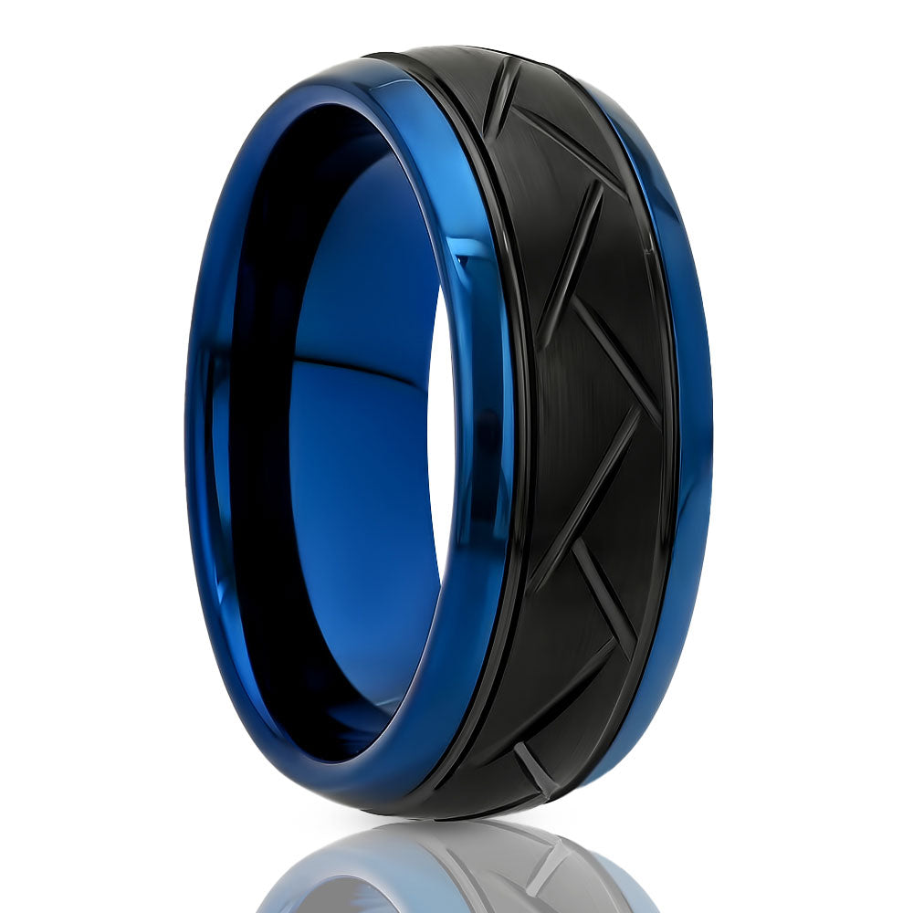 Men's Wedding Band - Women's Wedding Ring - Blue Tungsten Ring - Tungsten Carbide Ring - 8mm (Copy)