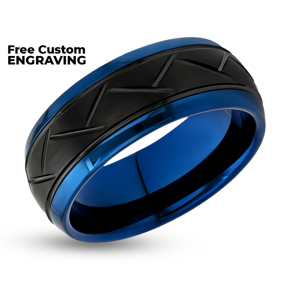 Men's Wedding Band - Women's Wedding Ring - Blue Tungsten Ring - Tungsten Carbide Ring - 8mm (Copy)