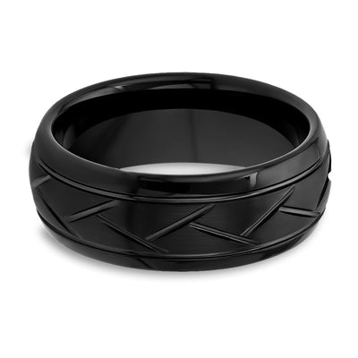Black Wedding Ring - Men's Black Tungsten Ring - Tungsten Carbide - 8mm Wedding Band - Dome Ring