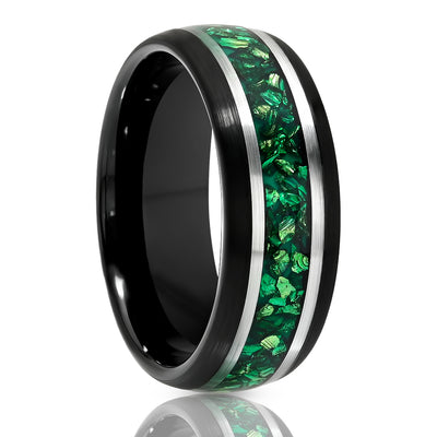 8mm Black Tungsten Ring - Black Wedding Band - Emerald Ring - Men's Wedding Band - Women's Wedding Ring