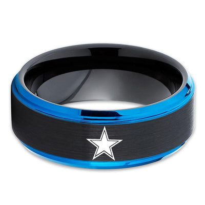 Dallas Cowboys Tungsten Ring - Black Tungsten Ring - Anniversary Ring - Engagement Ring