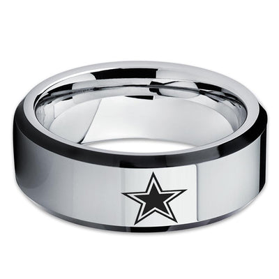 Tungsten Carbide Ring - Football Inspired Ring - Dallas Ring - Tungsten Wedding Band