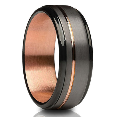 Rose Gold Wedding Ring - Gunmetal Wedding Ring - Tungsten Wedding Ring - Engagement Ring