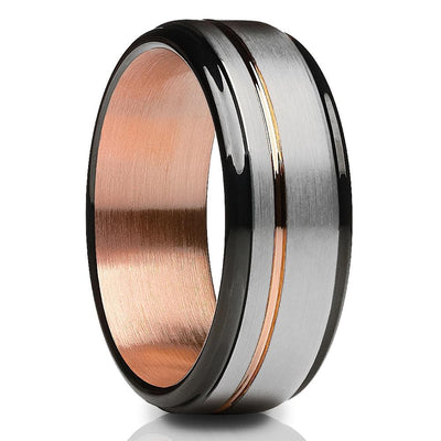 Rose Gold Wedding Ring - Tungsten Wedding Band - Man's Wedding Ring - Woman's Ring
