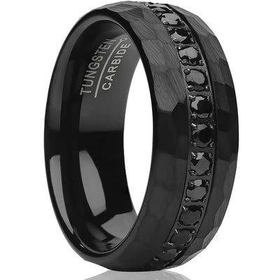 Black Tungsten Wedding Band - 8mm - Black Tungsten Ring - Men's Ring - Black CZ Ring