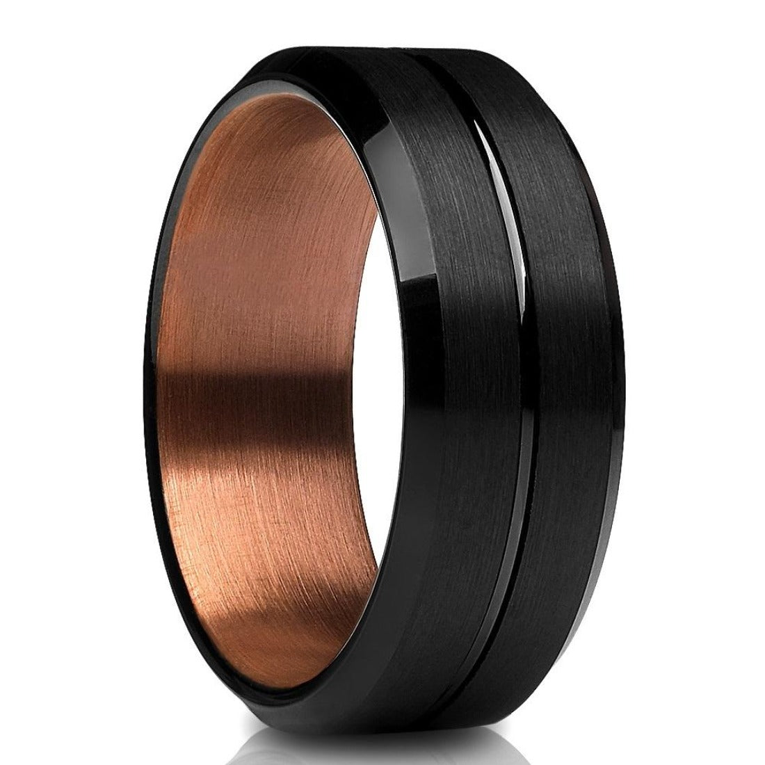 Copper Wedding Ring - Espresso Wedding Band - Black Tungsten Ring - Tungsten Wedding Ring