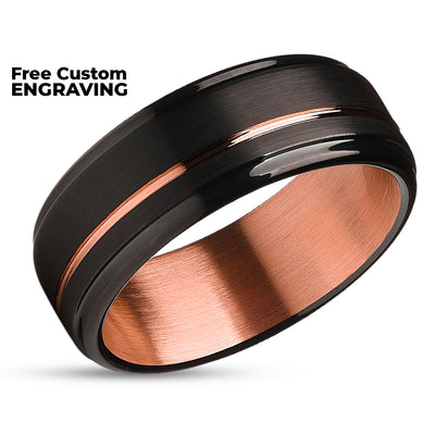Black Wedding Ring - Rose Gold Wedding Ring - Men's Wedding Ring - Women's Ring