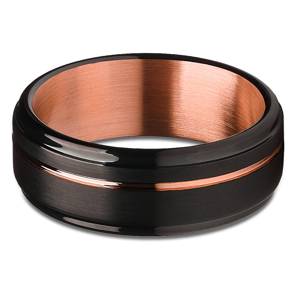 Black Wedding Ring - Rose Gold Wedding Ring - Men's Wedding Ring - Women's Ring