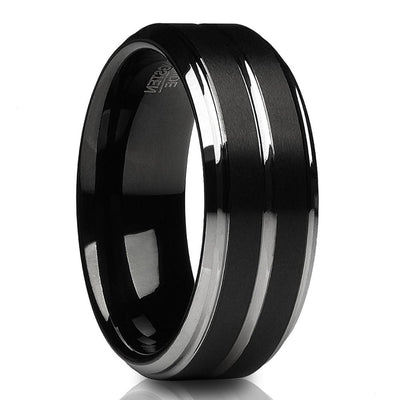 Men's Wedding Ring - Black Tungsten Ring - Tungsten Wedding Band - Black Wedding Band