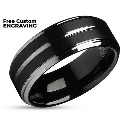 Men's Wedding Ring - Black Tungsten Ring - Tungsten Wedding Band - Black Wedding Band