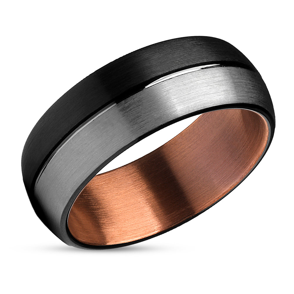 Tungsten Wedding Ring - Espresso Wedding Ring - Copper Ring - Tungsten Black Ring