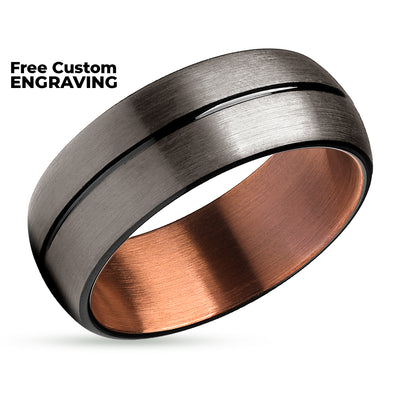 Gunmetal Wedding Ring - Espresso Wedding Ring - Copper Ring - Tungsten Ring
